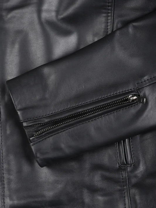 Clinton Men's Black Cafe Racer Leather Jacket