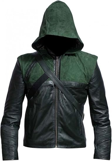 Men's Green Hooded Leather Superhero Cosplay Outfit for Halloween