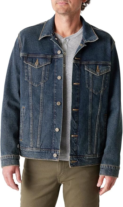 Men's Classic Button-Down Blue Denim Trucker Jacket