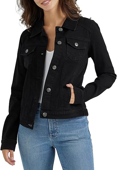 Classic Women's Blue Denim Trucker Jacket Versatile Layering Essential