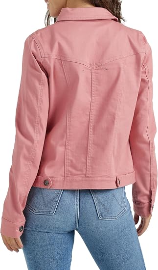Classic Women's Pink Denim Trucker Jacket Versatile Layering Essential