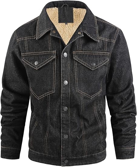 Men's Winter Warm Fleece Lined Denim Jacket