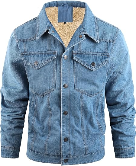 Men's Winter Warm Fleece Lined Denim Jacket