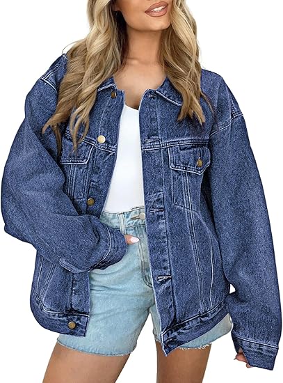 Women's Oversized Denim Jacket - Loose Fit Jean Jacket