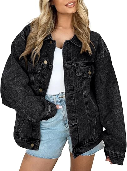 Women's Oversized Denim Jacket - Loose Fit Jean Jacket