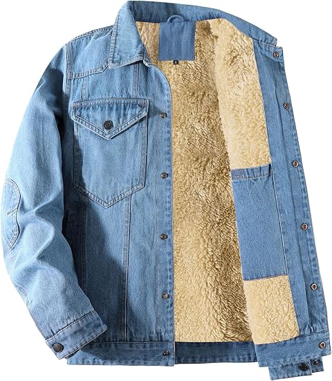 Men's Winter Warm Fleece Lined Denim Jacket