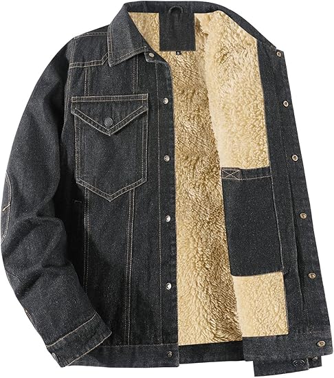 Men's Winter Warm Fleece Lined Denim Jacket