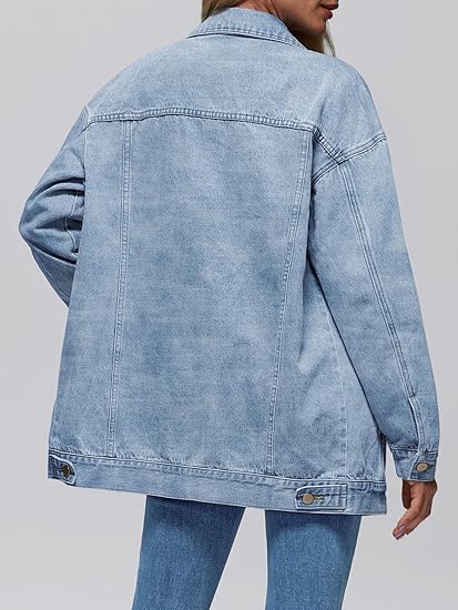 Women's Oversized Denim Jacket - Loose Fit Jean Jacket