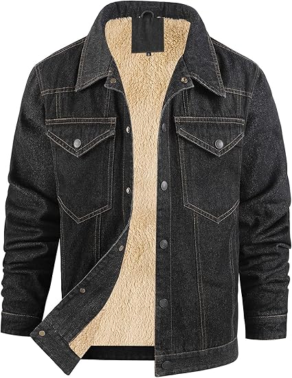 Men's Winter Warm Fleece Lined Denim Jacket