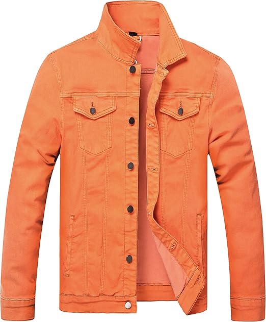 Mens Denim Jacket Ripped Slim Jean Jacket Coat