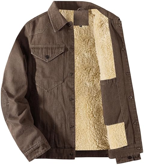 Men's Winter Warm Fleece Lined Denim Jacket