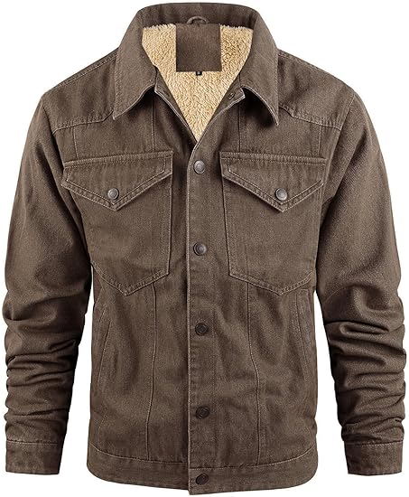 Men's Winter Warm Fleece Lined Denim Jacket