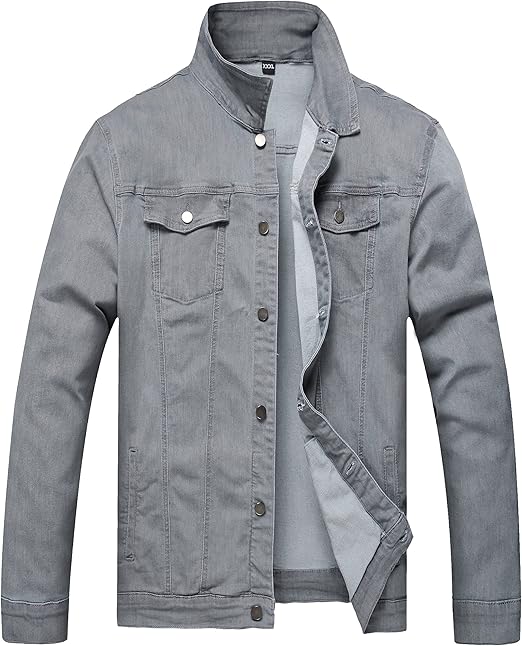 Mens Denim Jacket Ripped Slim Jean Jacket Coat