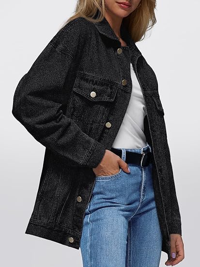 Women's Oversized Denim Jacket - Loose Fit Jean Jacket