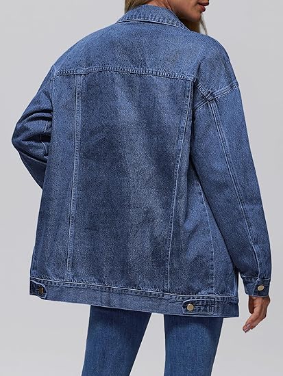 Women's Oversized Denim Jacket - Loose Fit Jean Jacket