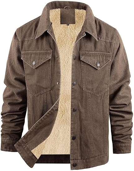 Men's Winter Warm Fleece Lined Denim Jacket