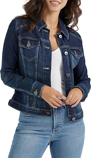 Classic Women's Blue Denim Trucker Jacket Versatile Layering Essential