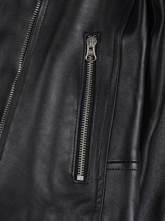 Kirsten Women's Black Asymmetrical Leather Biker Style Jacket