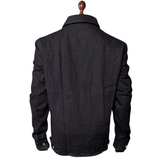 Mens Yellowstone Cole Hauser Rip Wheeler Stylish Denim Black Cotton Jacket