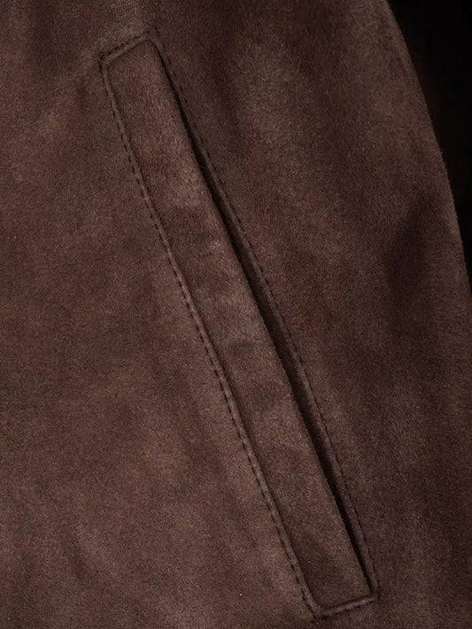Adamsville Mens Dark Brown Suede Bomber Jacket
