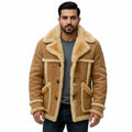 Men's Genuine Leather Shearling Fur Lined Winter Jacket – Warm Sheepskin Coat