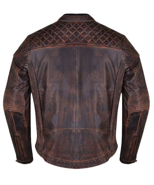 Classic Vintage Leather Jacket with Quilted Shoulders