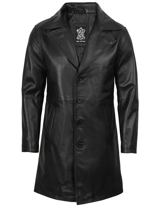 Jackson Men's Black 3/4 Length Real Leather Car Coat
