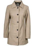 Kandis Women's Biege Real Leather Car Coat