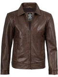 Mens Chocolate Brown Harrington Leather Jacket