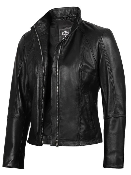 Acerra Women's Black Biker Style Jacket