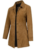 Kandis Womens Brown Suede Car Coat