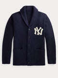 Unisex Knit Shawl Collar Button-Up Yankees Cardigan Sweater