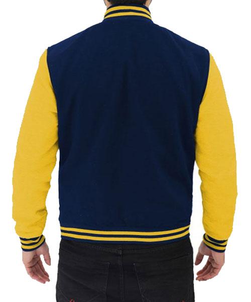 Men’s Blue & Yellow Varsity Letterman Jacket – Classic Baseball Style