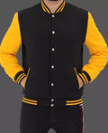 Men’s Black and Yellow Letterman Jacket – Varsity Baseball Style