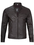 Men's Dark Brown Cafe Racer Leather Jacket