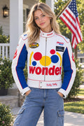 Women’s Ricky Bobby Wonder Racing Jacket – Faux Leather Motorsport Jacket