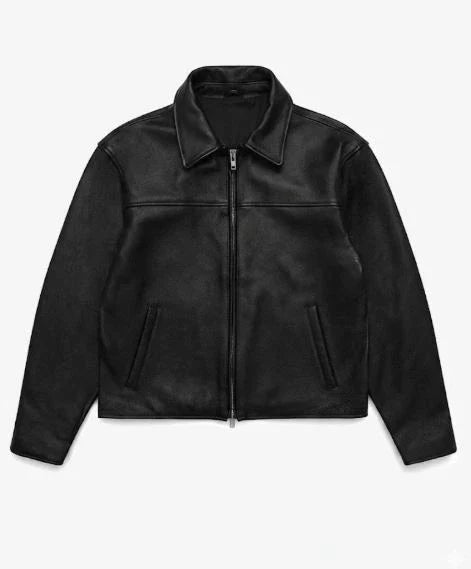 Men’s Black Sheep Leather Jacket Classic Minimalist Zip Up Bomber Biker Style