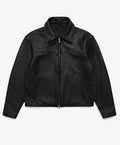 Men’s Black Sheep Leather Jacket Classic Minimalist Zip Up Bomber Biker Style