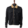 Mens Black Denim Sherpa Jacket Winter Fleece Lined Jean Trucker Warm Fur Coat