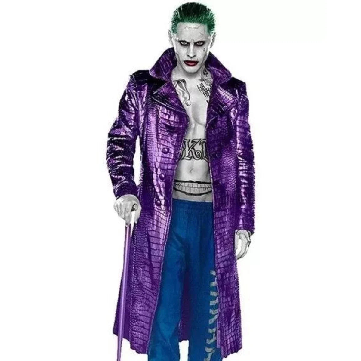 Men's Purple Crocodile Texture Long Leather Trench Coat – Gothic Fashion Overcoat