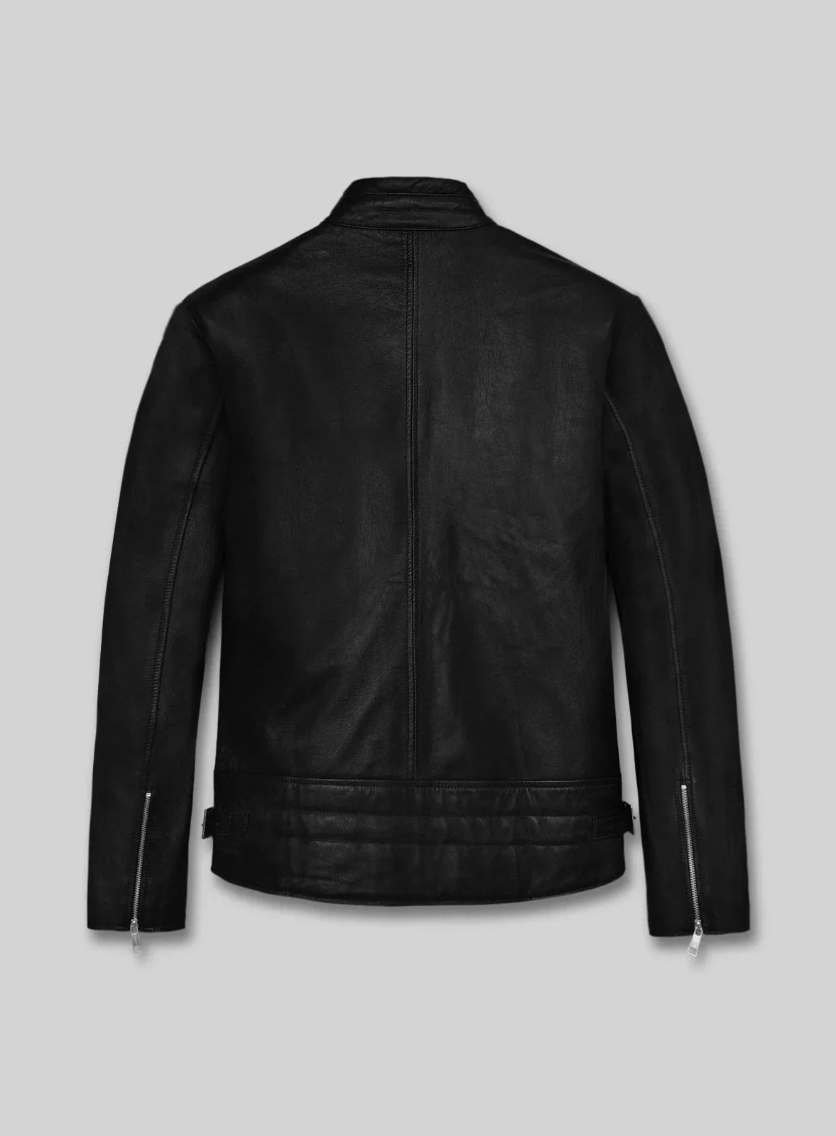 Men's Black Racing Stripe Leather Biker Jacket