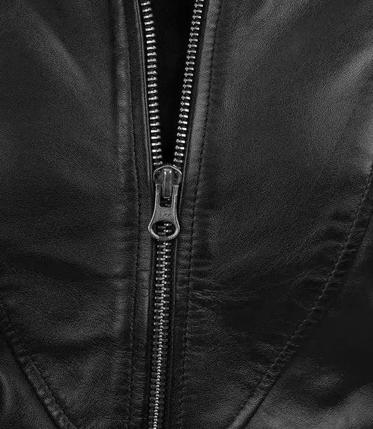 Amy Women's Black Cafe Racer Leather Jacket